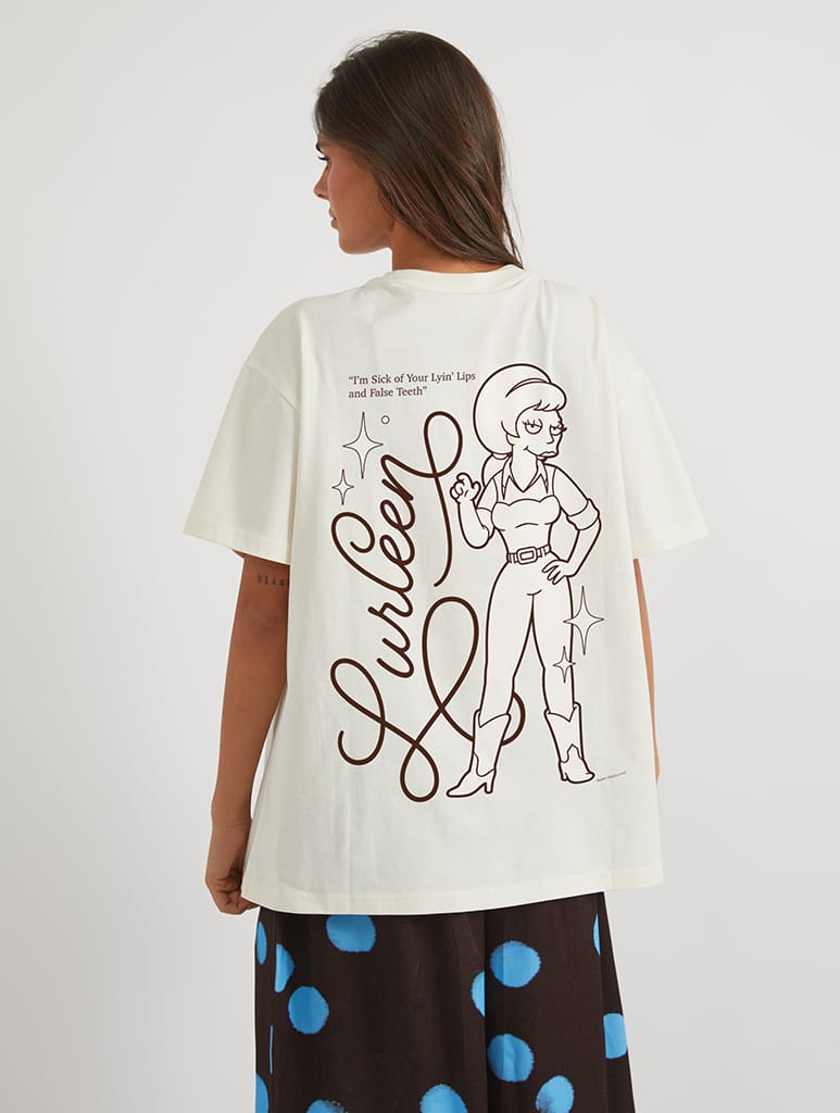 The Simpsons Lurleen T-Shirt In White - Image 1