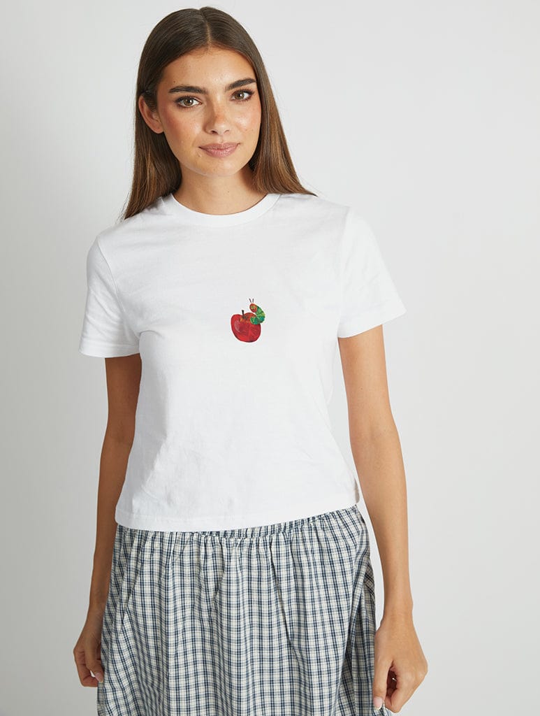 The Very Hungry Caterpillar Apple Baby T-Shirt In White - Image 1