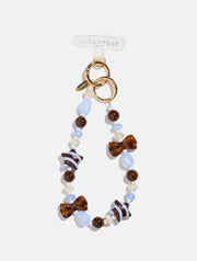 Tortoiseshell Stripe Bows Beaded Strap in Blue
