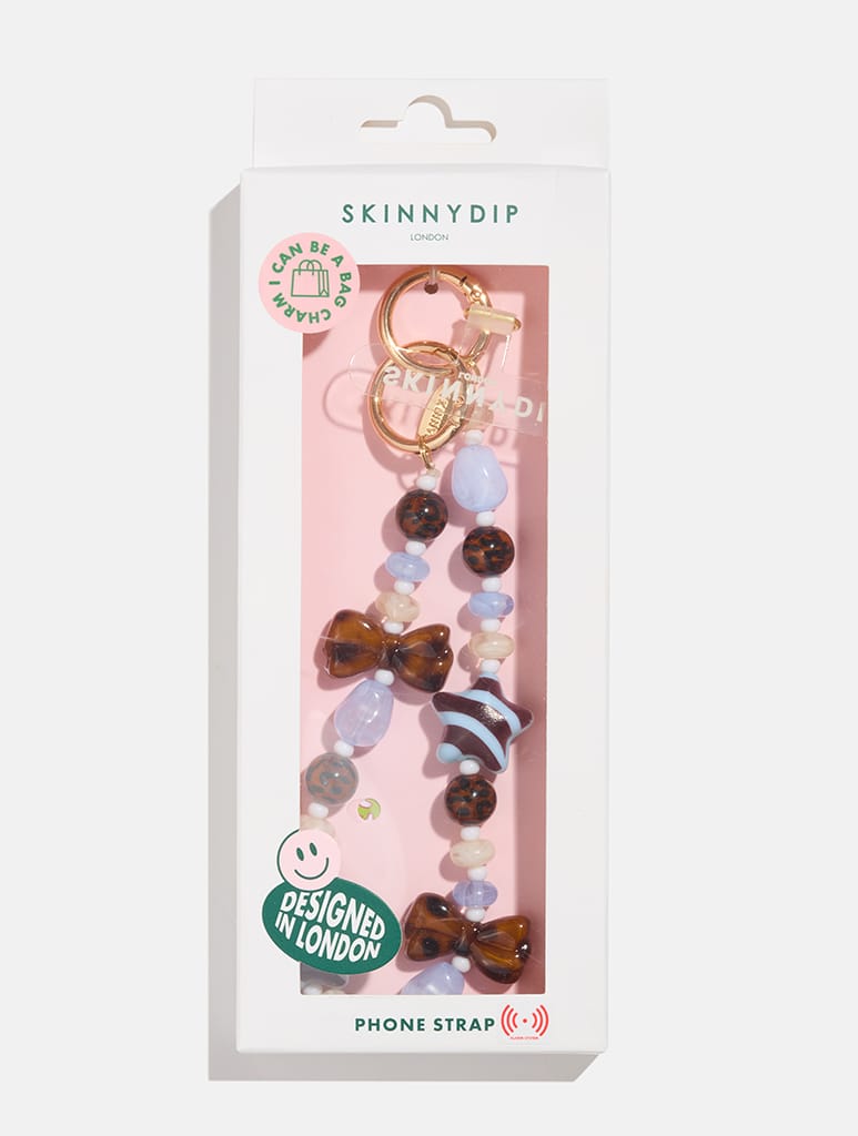 Tortoiseshell Stripe Bows Beaded Strap in Blue - Image 4