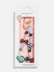 Tortoiseshell Stripe Bows Beaded Strap in Blue
