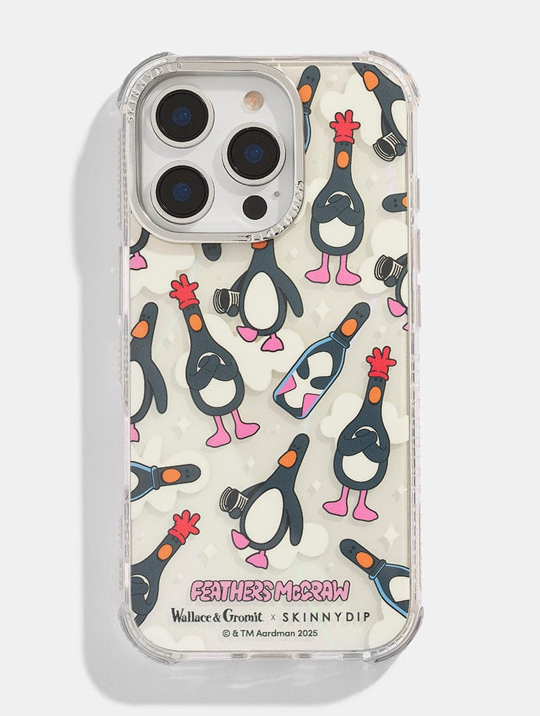Wallace & Gromit x Skinnydip Feathers Repeat Shock iPhone Case - Image 1