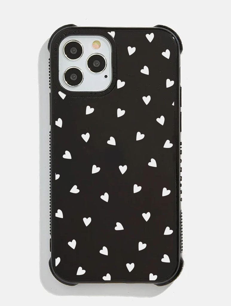 White Ditsy Heart Shock iPhone Case - Image 1