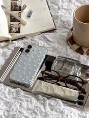 White Ditsy Hearts Holo Shock iPhone Case