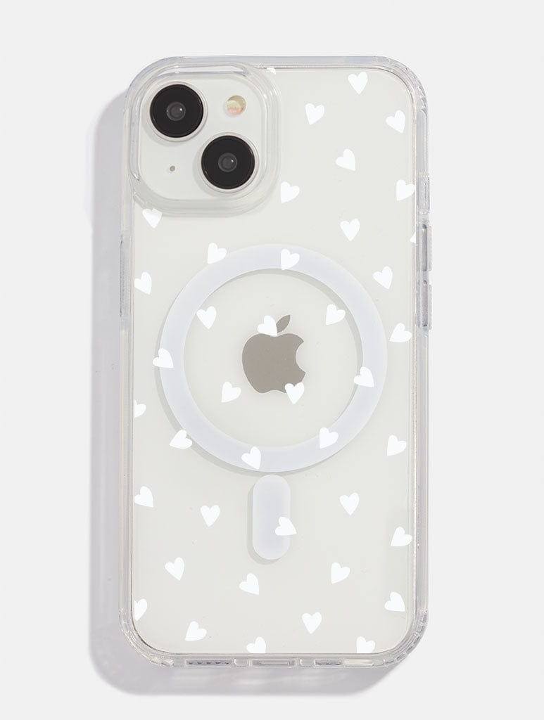 White Ditsy Hearts MagSafe iPhone Case - Image 1
