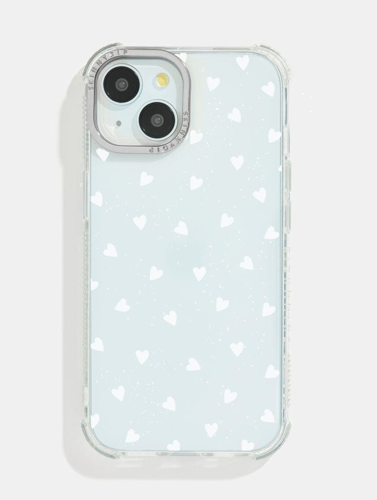 White Ditsy Hearts Shock iPhone Case - Image 1