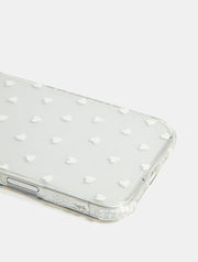 White Ditsy Hearts Shock iPhone Case