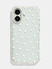 White Ditsy Hearts Shock iPhone Case