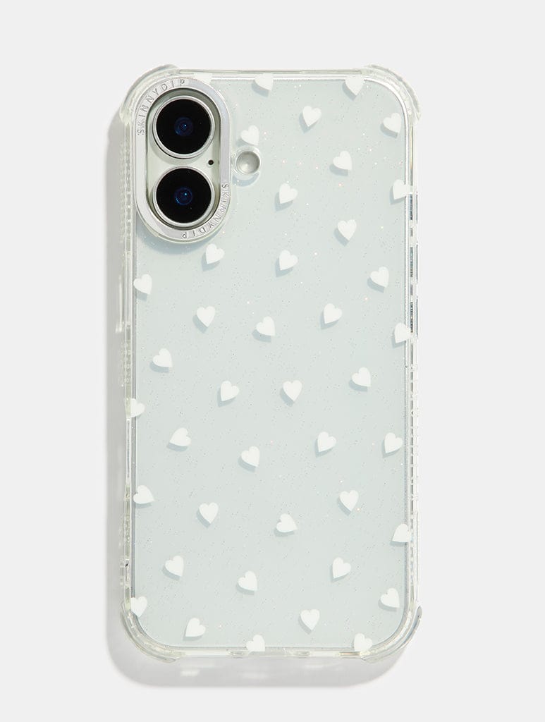 White Ditsy Hearts Shock iPhone Case - Image 1