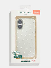 White Ditsy Hearts Shock iPhone Case