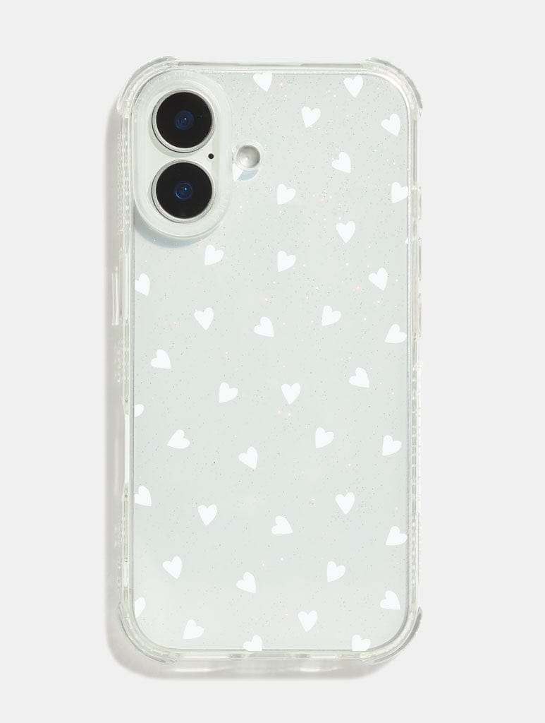 White Ditsy Hearts Shock iPhone Case - Image 1