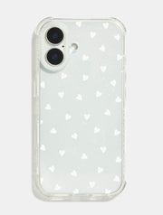 White Ditsy Hearts Shock iPhone Case