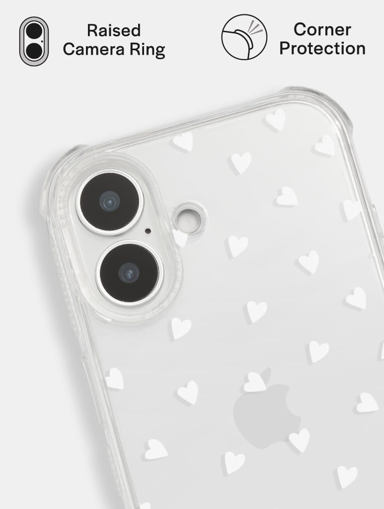 White Ditsy Hearts Shock iPhone Case - Image 4