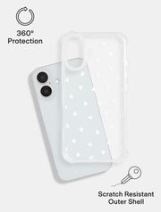 White Ditsy Hearts Shock iPhone Case