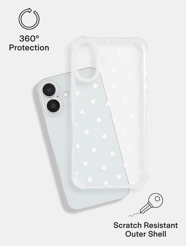 White Ditsy Hearts Shock iPhone Case