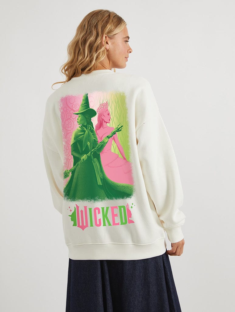 Wicked x Skinnydip Pink And Green Sweatshirt In White - Image 1