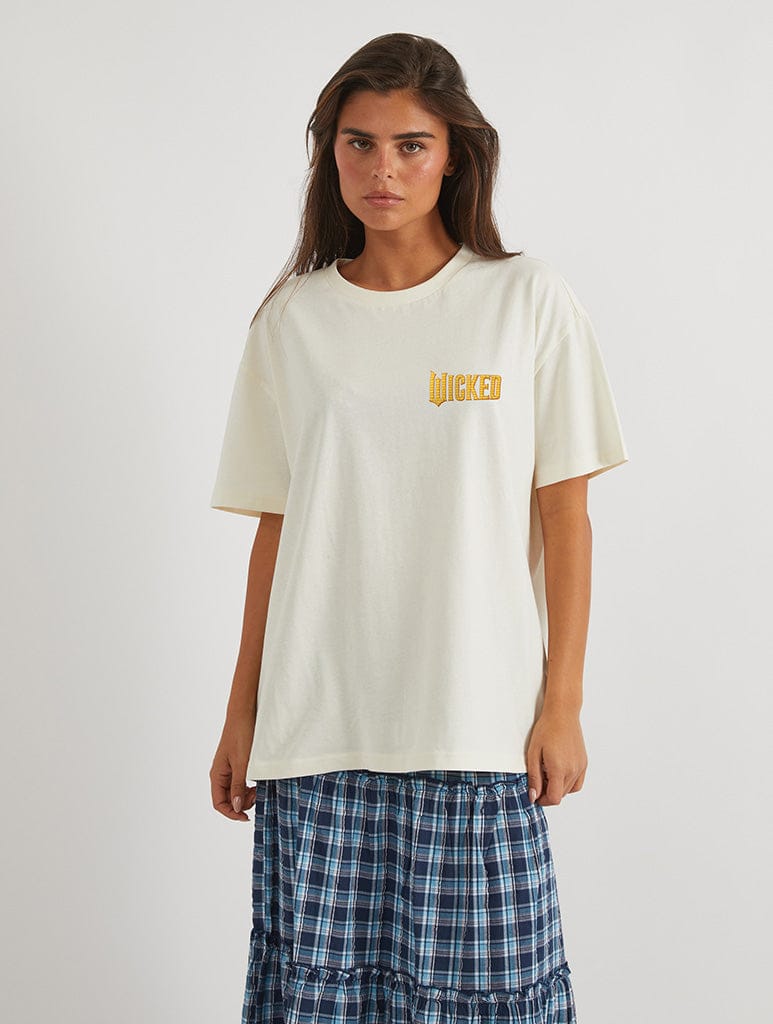Wicked x Skinnydip Yellow Brick Road Poster T-Shirt In White