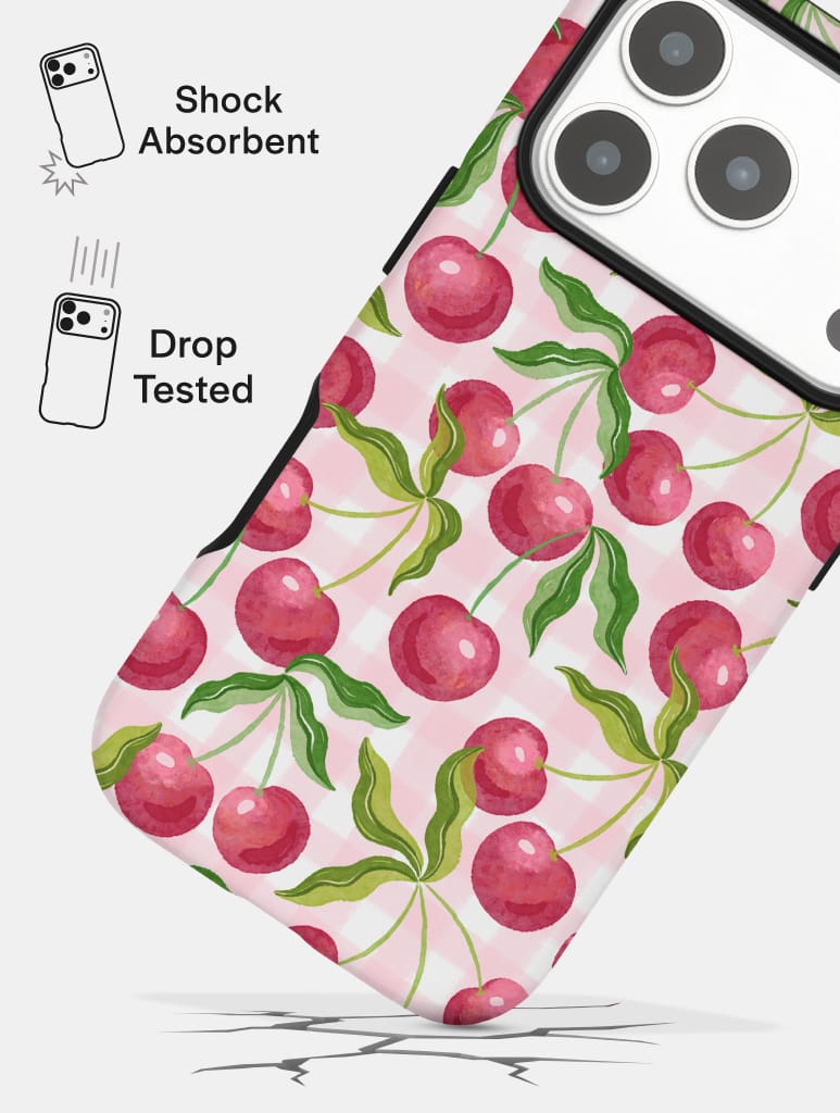 Wild Cherry Gingham Ultra Protective iPhone Case - Image 4
