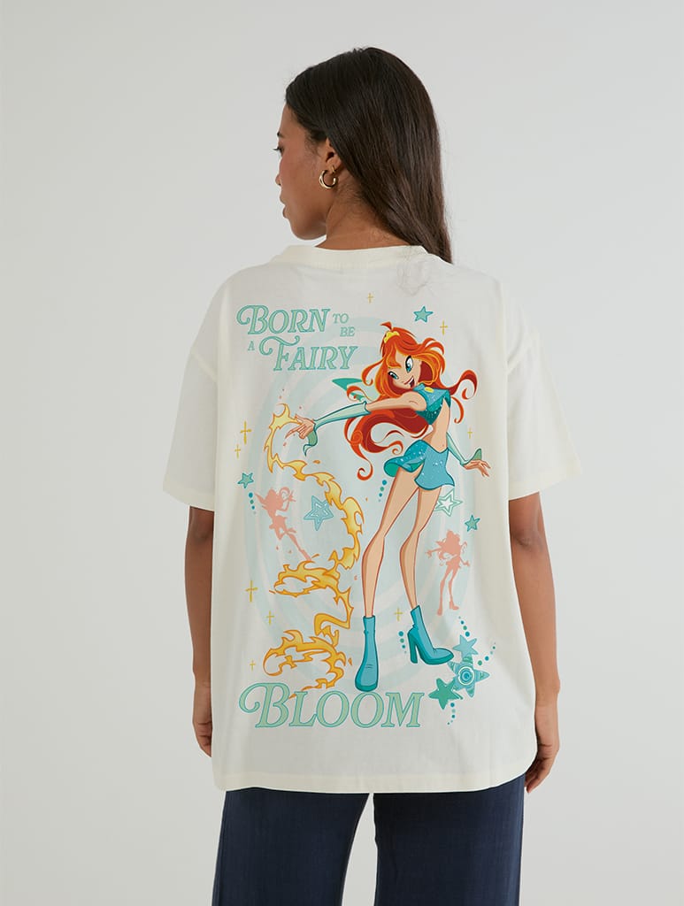 Winx Club x Skinnydip Bloom Born To Be A Fairy T-Shirt In White - Image 1