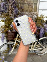Yellow Ditsy Hearts Shock iPhone Case