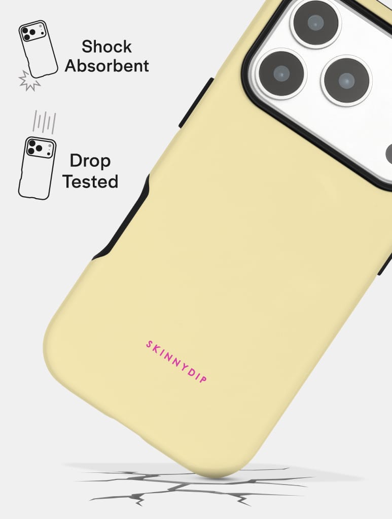 Yellow with Fuchsia Solid Colour Ultra Protective iPhone Case - Image 4