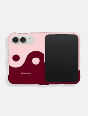 Yin And Yang Burgundy Pink Impact Resistant iPhone Duo Case